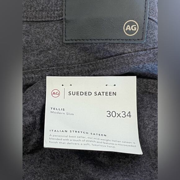 NEW ~ AG ADRIAN GOLDSCHMIED ~ Slim Fit Sueded Sateen Jeans 30X34 ~ Italian - Picture 7 of 7